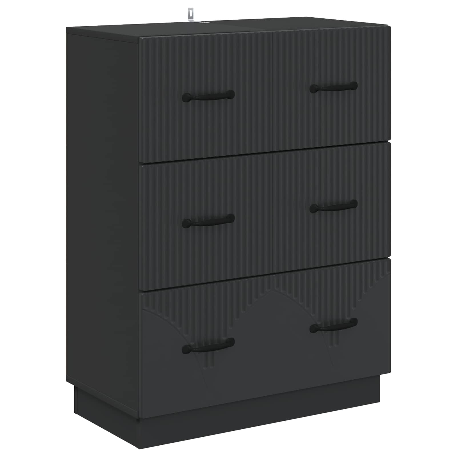 Mobile con Cassetti Nero 66 x 34,5 x 87 cm Legno ingegnerizzato