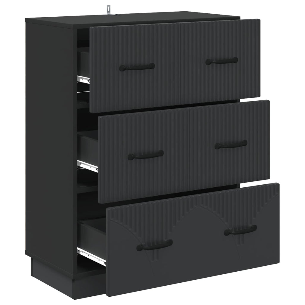 Mobile con Cassetti Nero 66 x 34,5 x 87 cm Legno ingegnerizzato