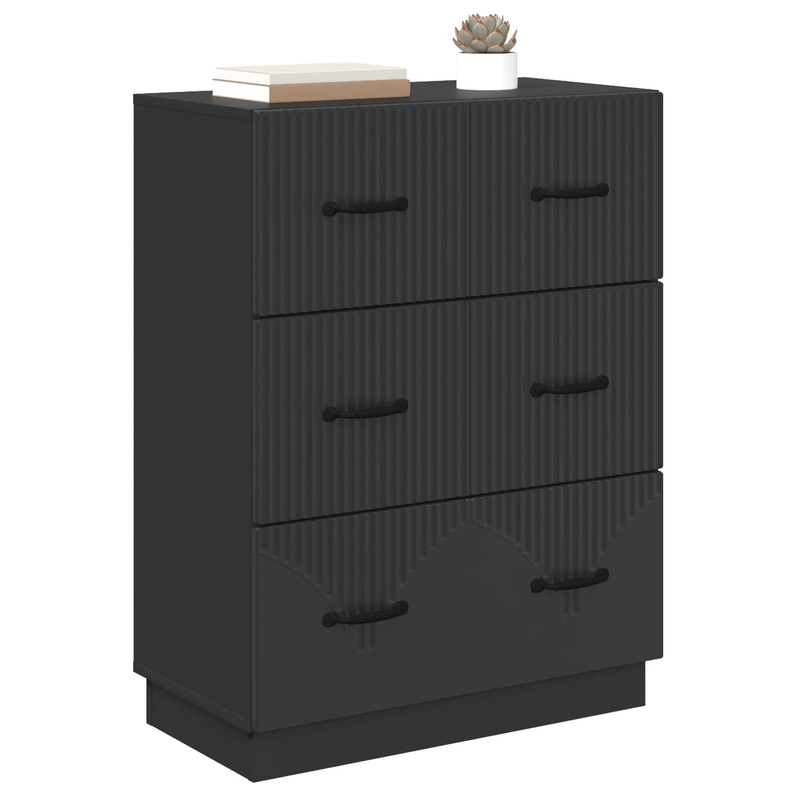 Mobile con Cassetti Nero 66 x 34,5 x 87 cm Legno ingegnerizzato