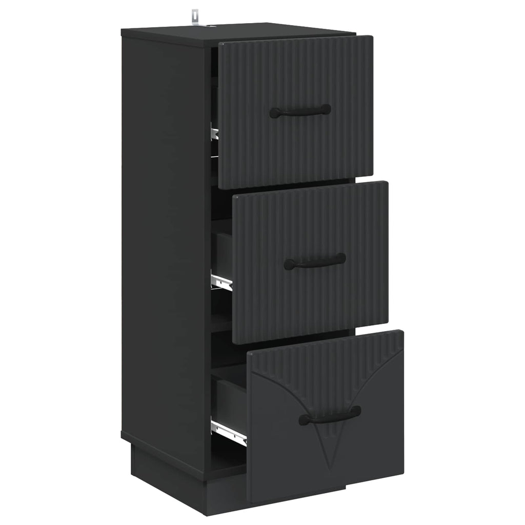 Mobile con Cassetti Nero 33 x 34,5 x 87 cm Legno ingegnerizzato