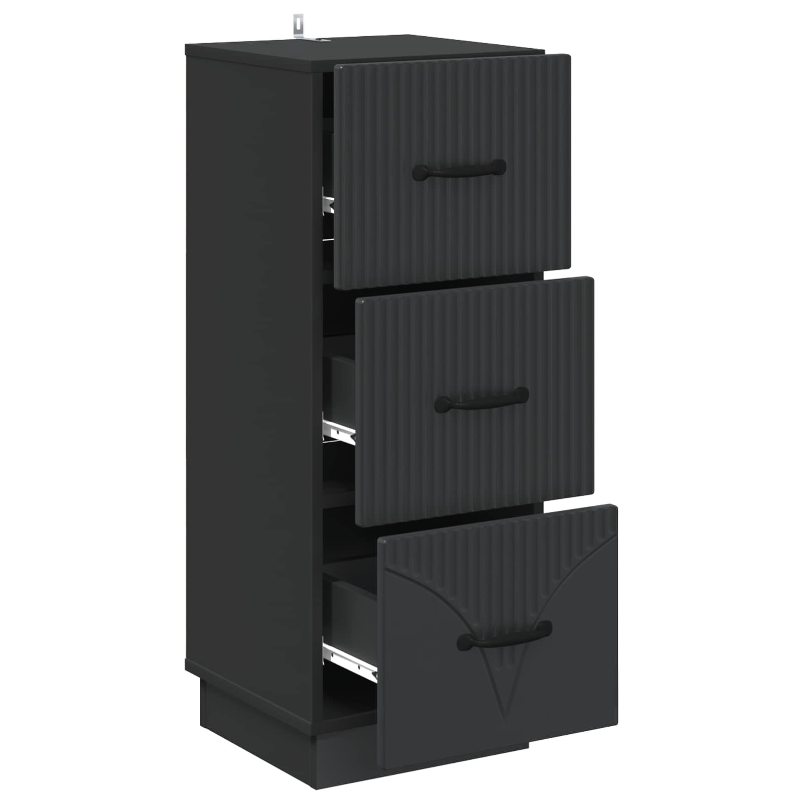 Mobile con Cassetti Nero 33 x 34,5 x 87 cm Legno ingegnerizzato