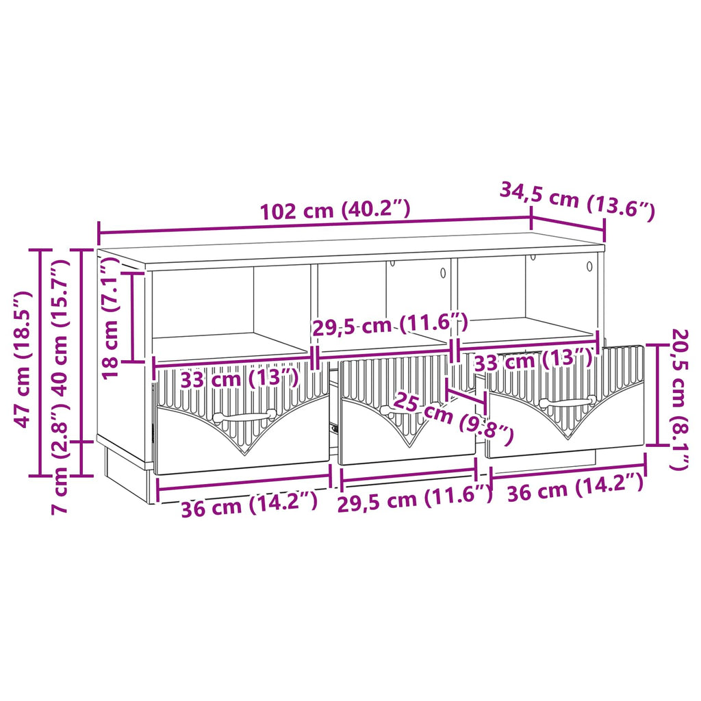 Mobile TV Legno antico 102 x 34,5 x 47 cm Legno ingegnerizzato