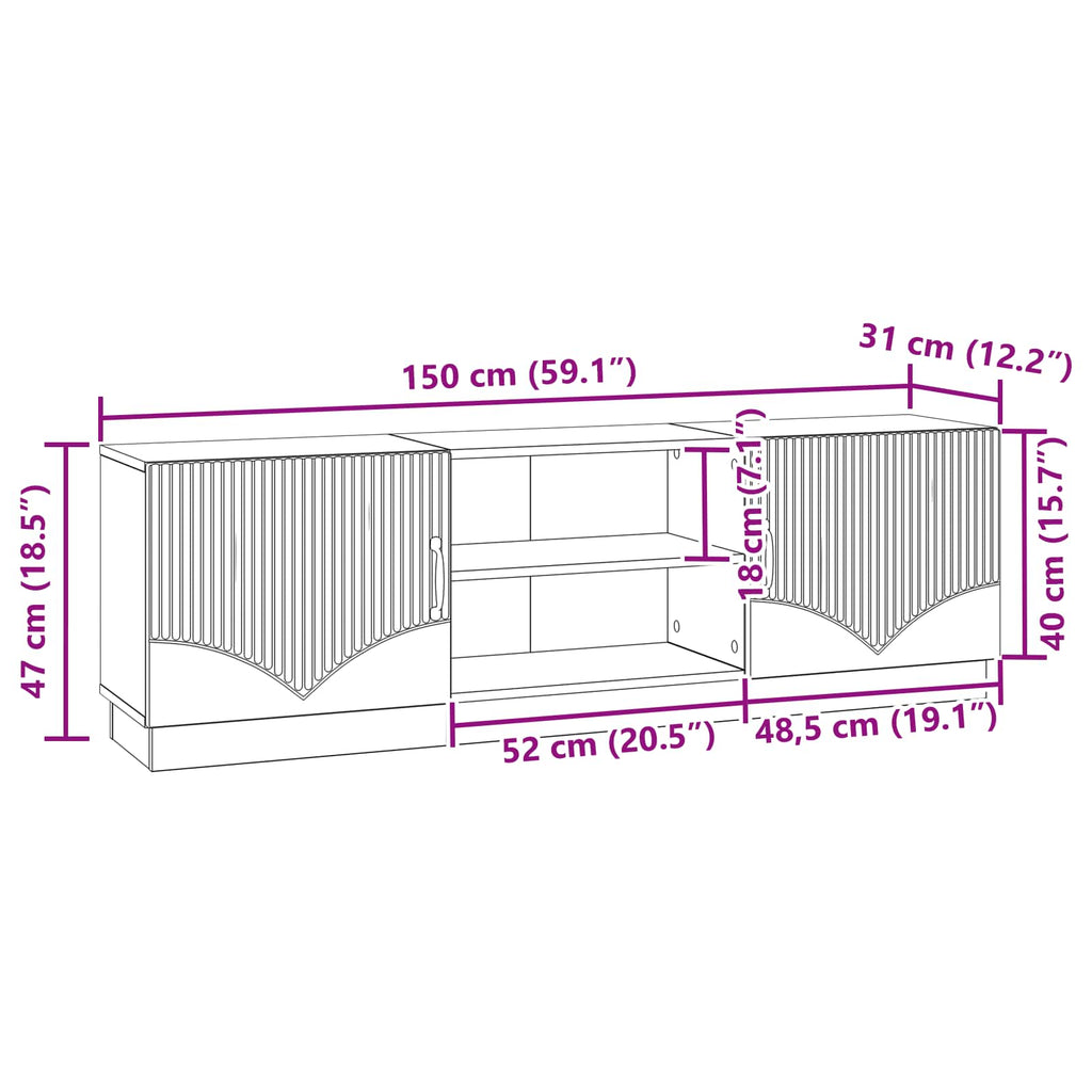 Mobile TV Bianco 150 x 31 x 47 cm Legno ingegnerizzato