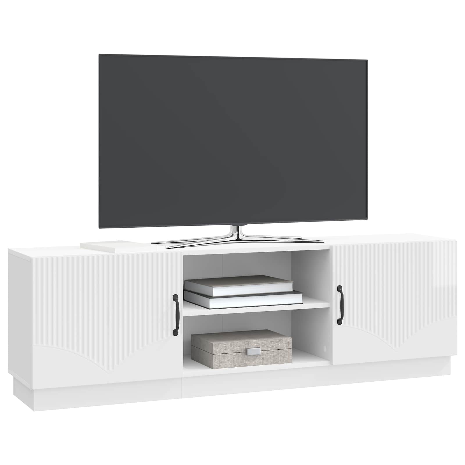 Mobile TV Bianco Lucido 150 x 31 x 47 cm Legno ingegnerizzato
