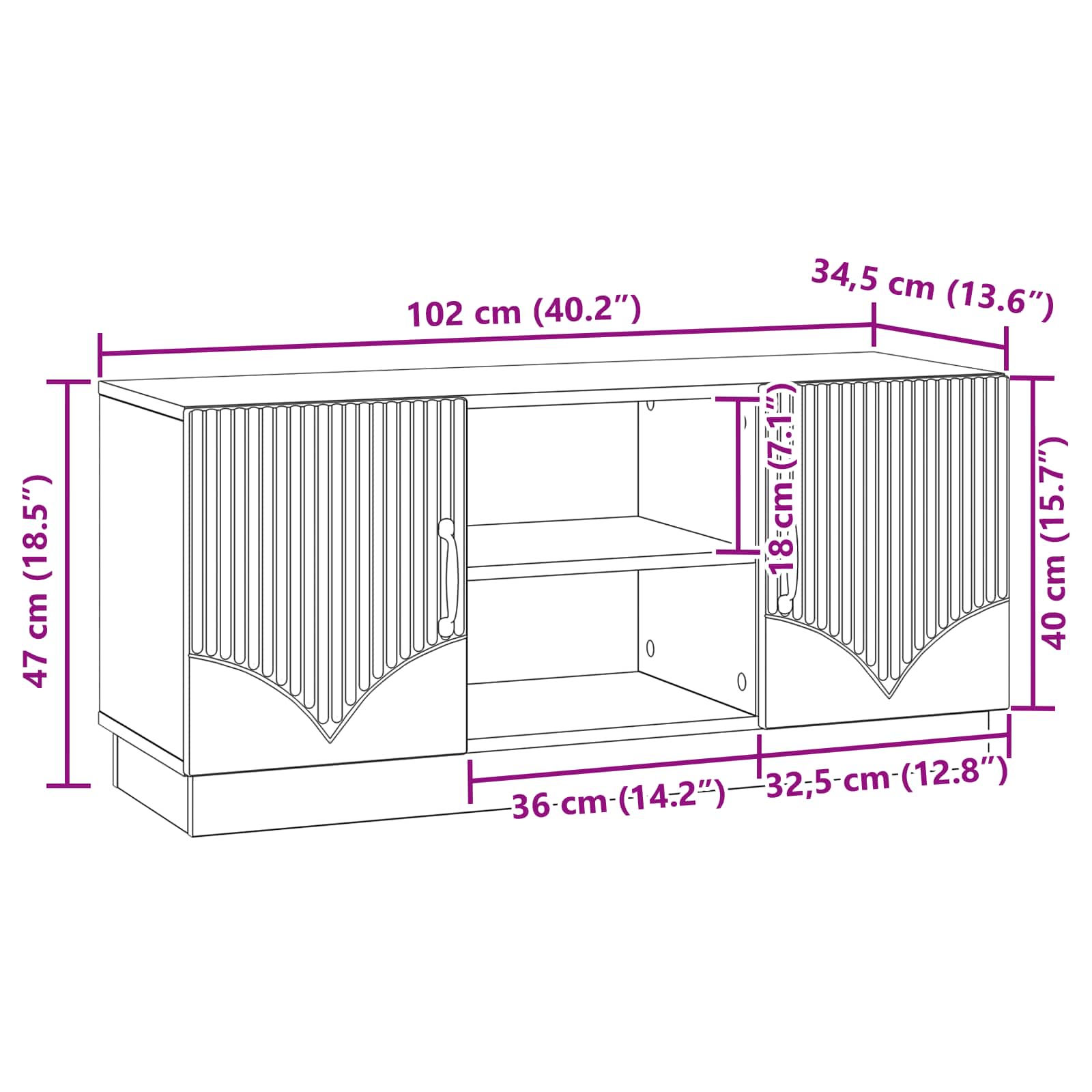 Mobile TV Grigio Cemento 102 x 34,5 x 47 cm
