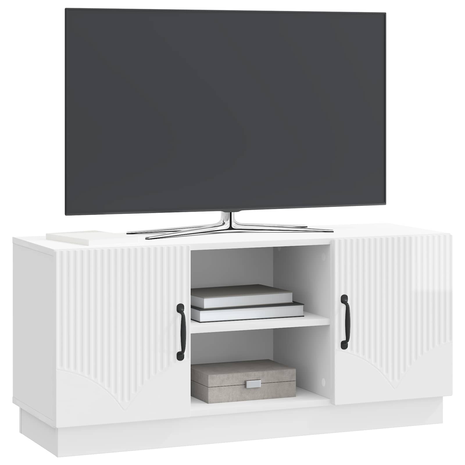 Mobile TV Bianco Lucido 102 x 34,5 x 47 cm Legno ingegnerizzato