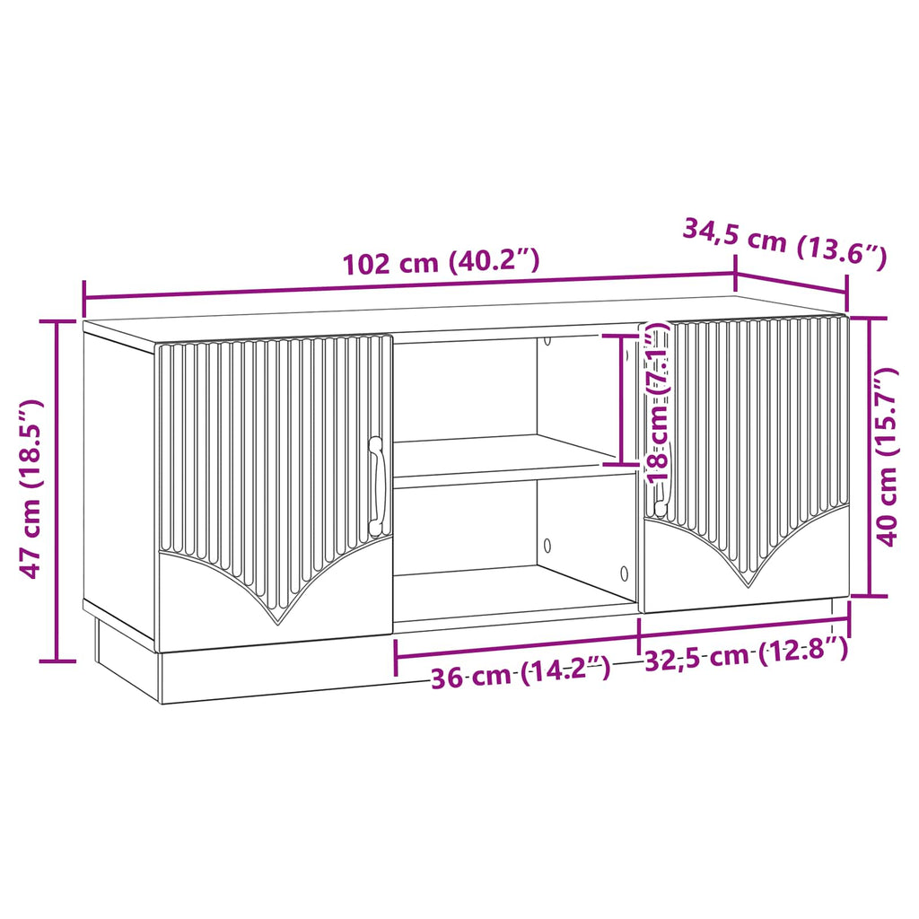 Mobile TV Grigio Sonoma 102 x 34,5 x 47 cm Legno ingegnerizzato