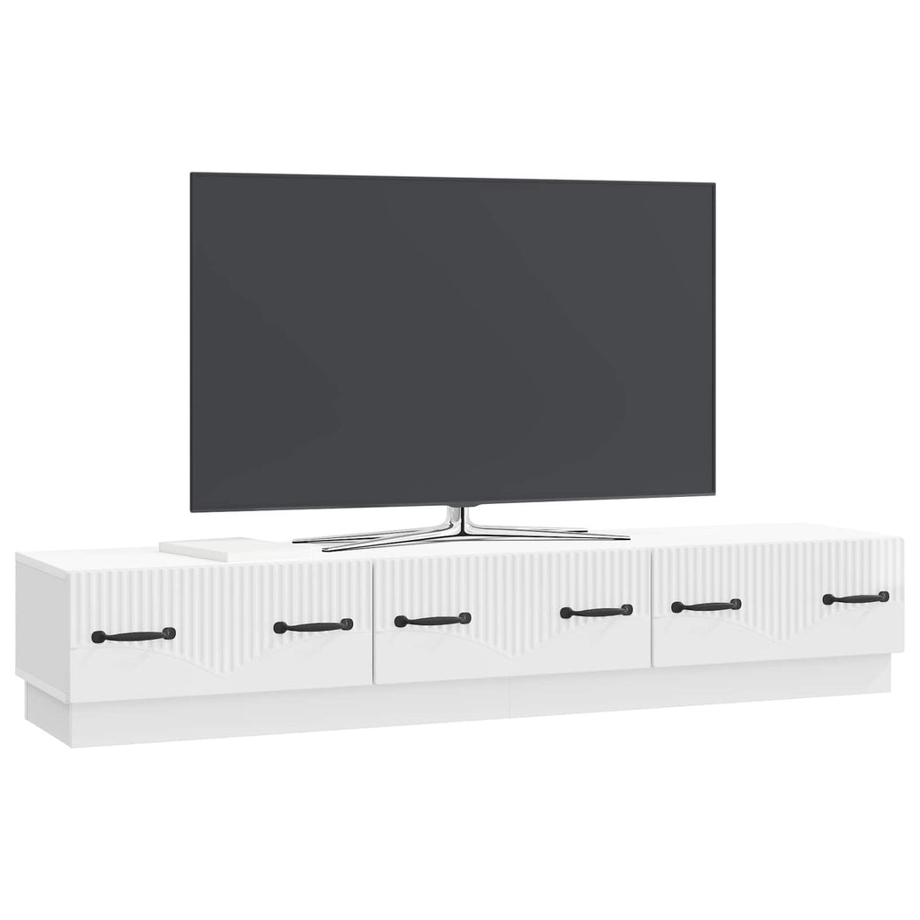 Mobile TV Bianco Lucido 147 x 34,5 x 27 cm Legno ingegnerizzato