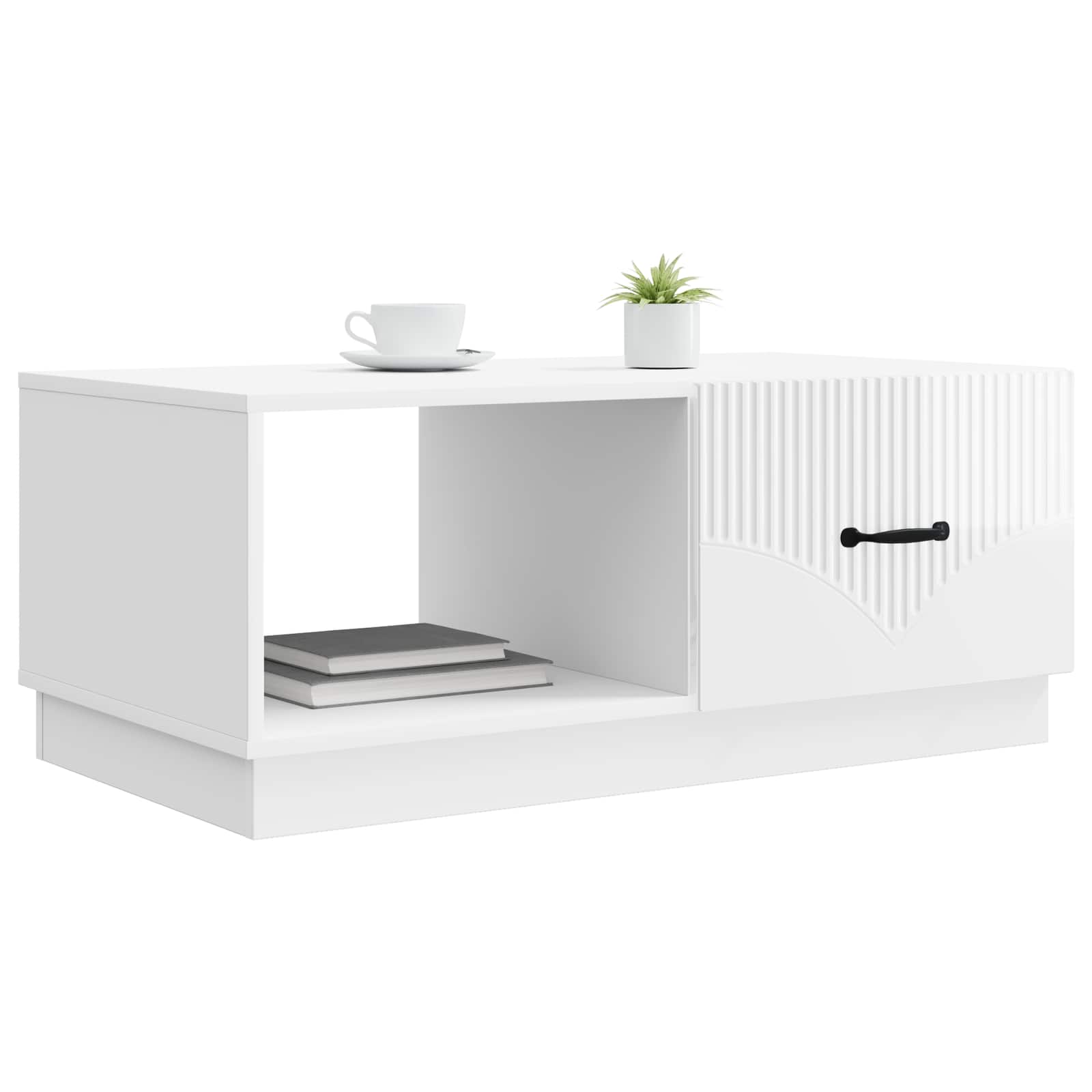 Tavolino da salotto Bianco Lucido 90 x 50 x 37 cm