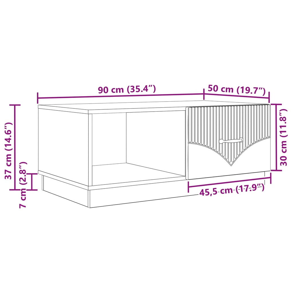 Tavolino da salotto Grigio Sonoma 90 x 50 x 37 cm