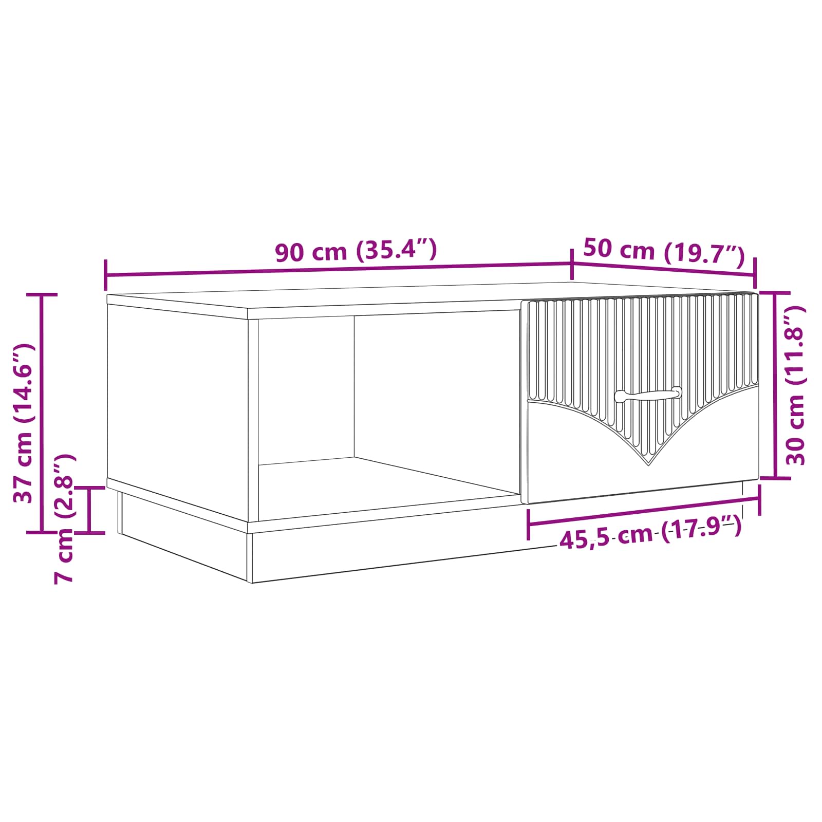 Tavolino da salotto Rovere Artigianale 90 x 50 x 37 cm