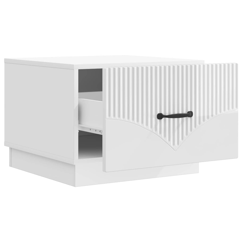 Tavolino da salotto con cassetto Bianco Lucido 49 x 50 x 37 cm