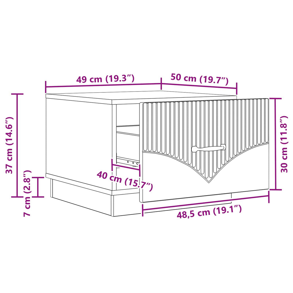 Tavolino da salotto con cassetto Grigio Sonoma 49 x 50 x 37 cm