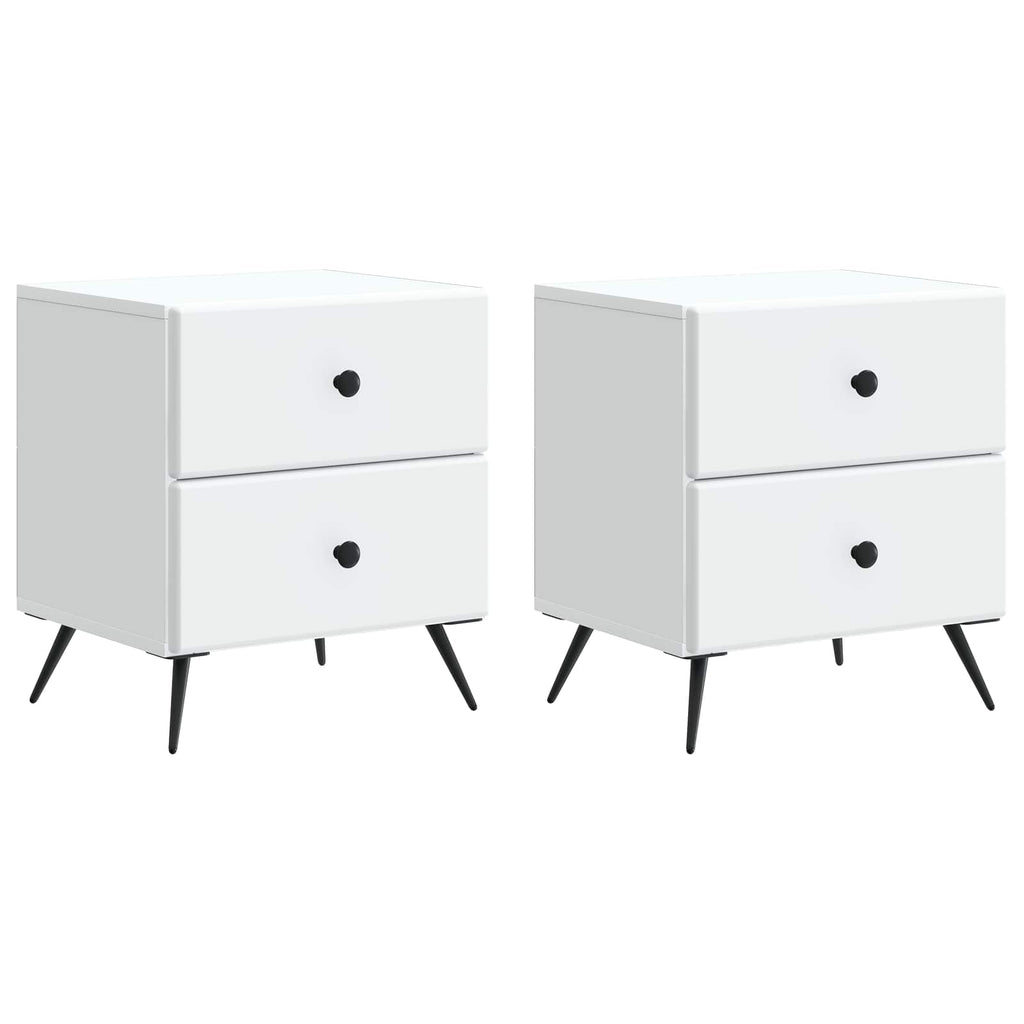 Armadio da Notte con cassetto 2 pcs Bianco 43 x 34,5 x 47,5 cm