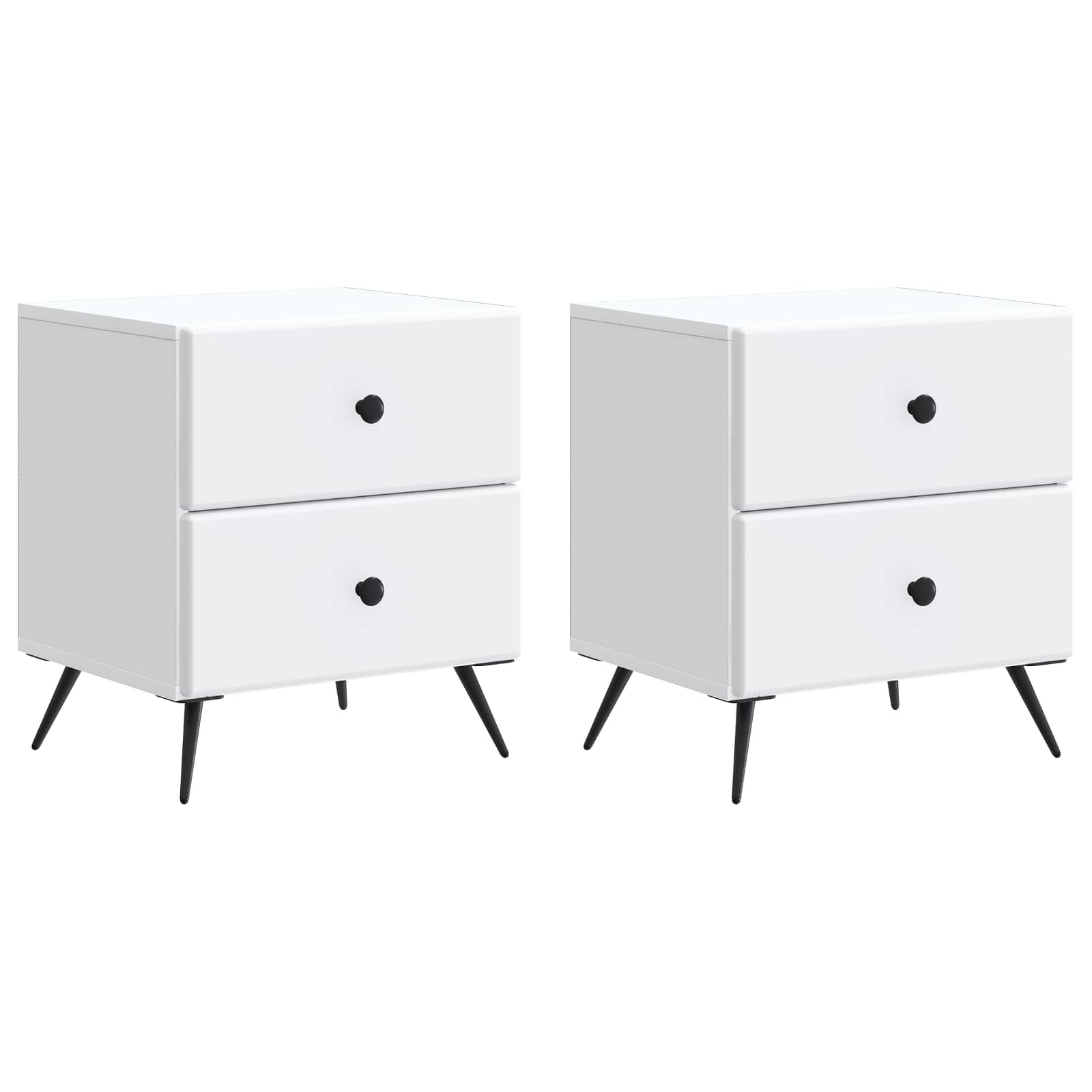 Armadio da Notte con cassetto 2 pcs Bianco 43 x 34,5 x 47,5 cm