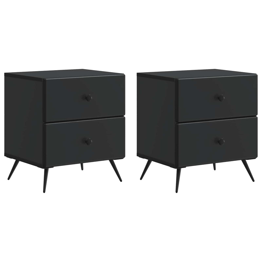 Armadio da Notte con cassetto 2 pcs Nero 43 x 34,5 x 47,5 cm