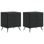 Armadio da Notte con cassetto 2 pcs Nero 43 x 34,5 x 47,5 cm