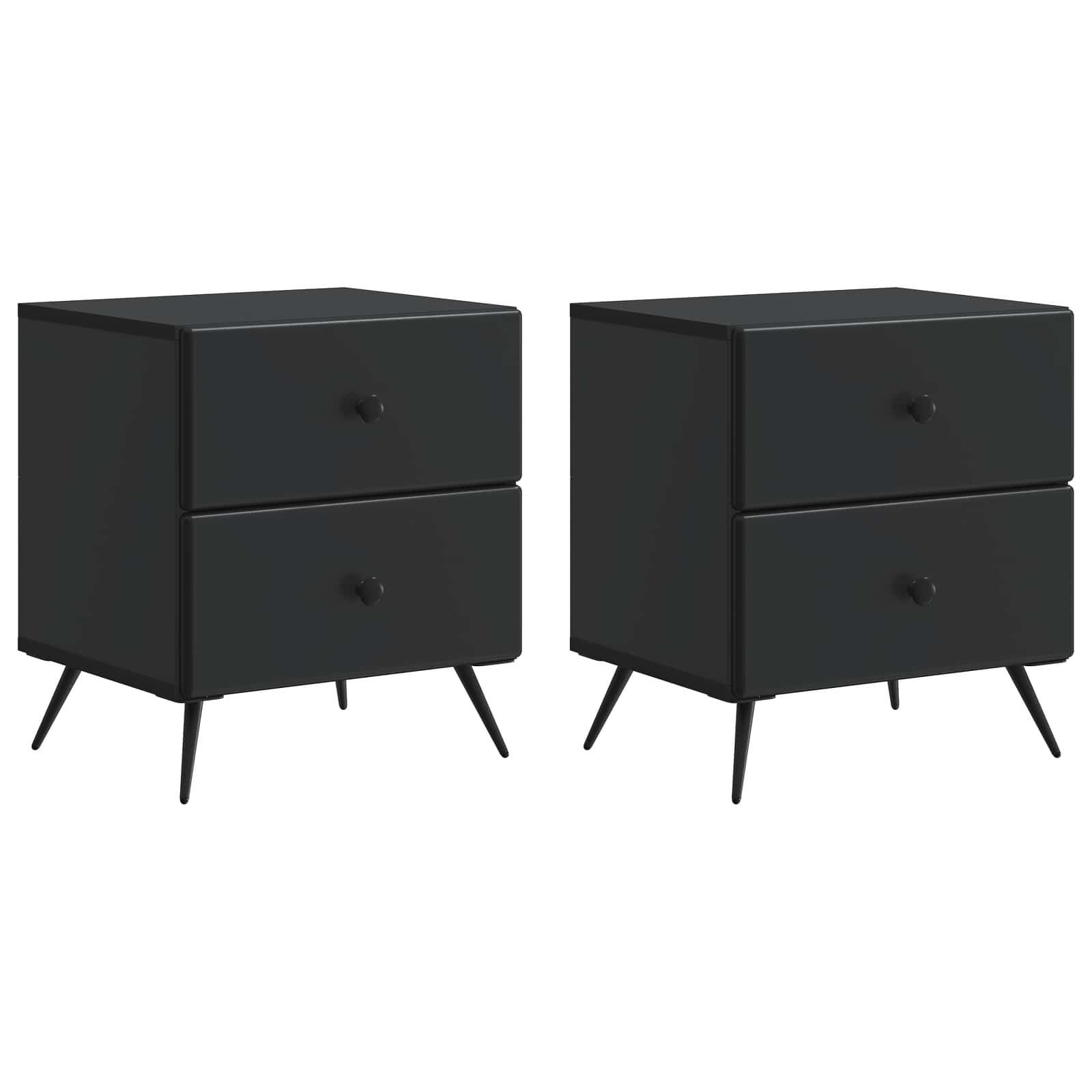 Armadio da Notte con cassetto 2 pcs Nero 43 x 34,5 x 47,5 cm