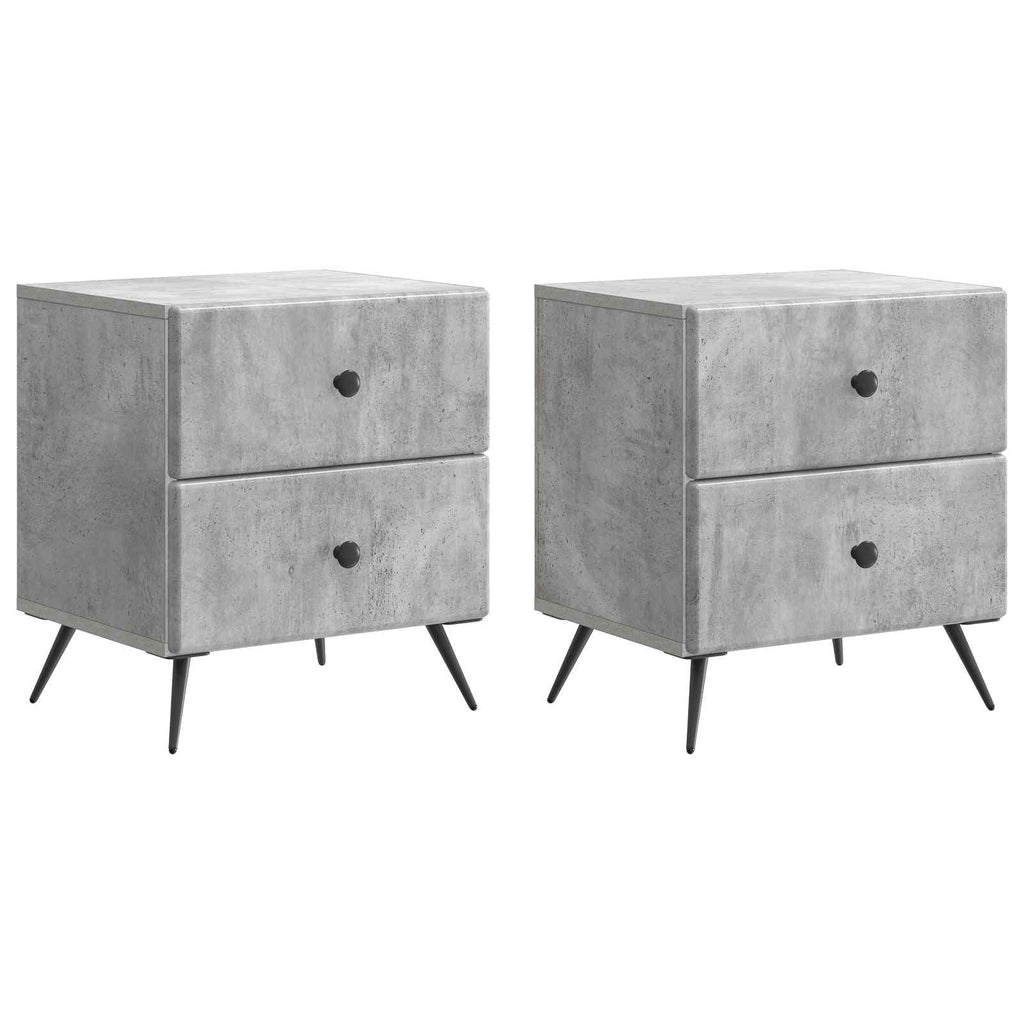 Armadio da Notte 2 pcs Grigio Cemento 43 x 34,5 x 47,5 cm