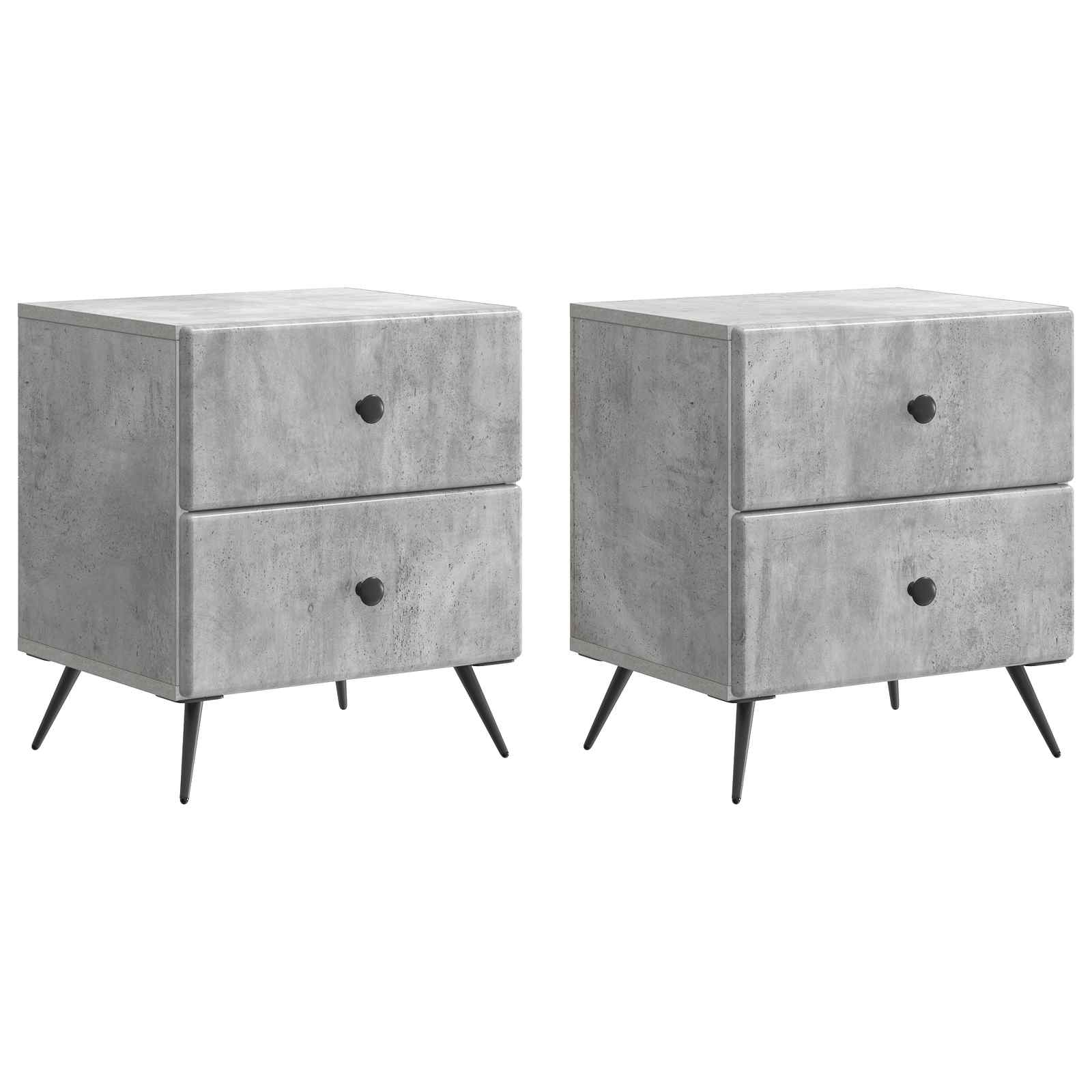 Armadio da Notte 2 pcs Grigio Cemento 43 x 34,5 x 47,5 cm
