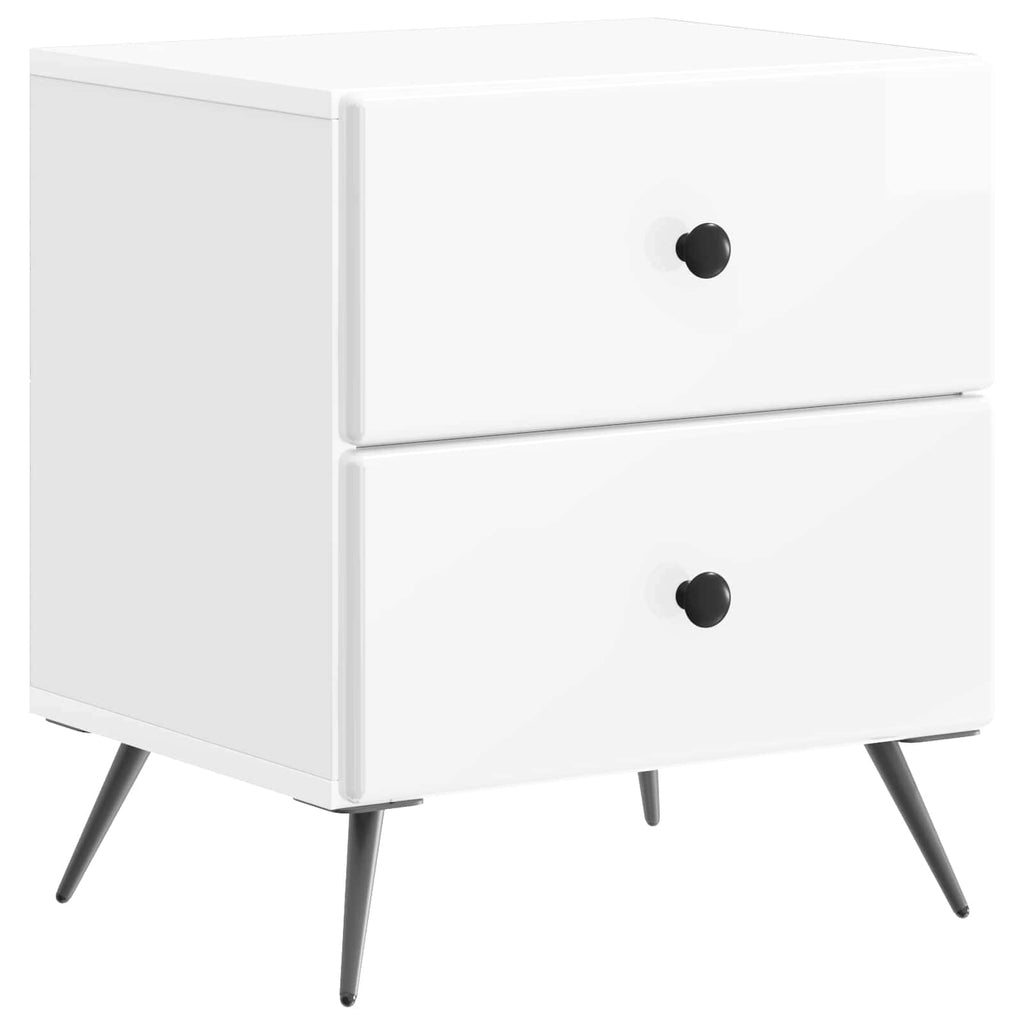 Armadio da Notte con cassetto Bianco Lucido 43 x 34,5 x 47,5 cm