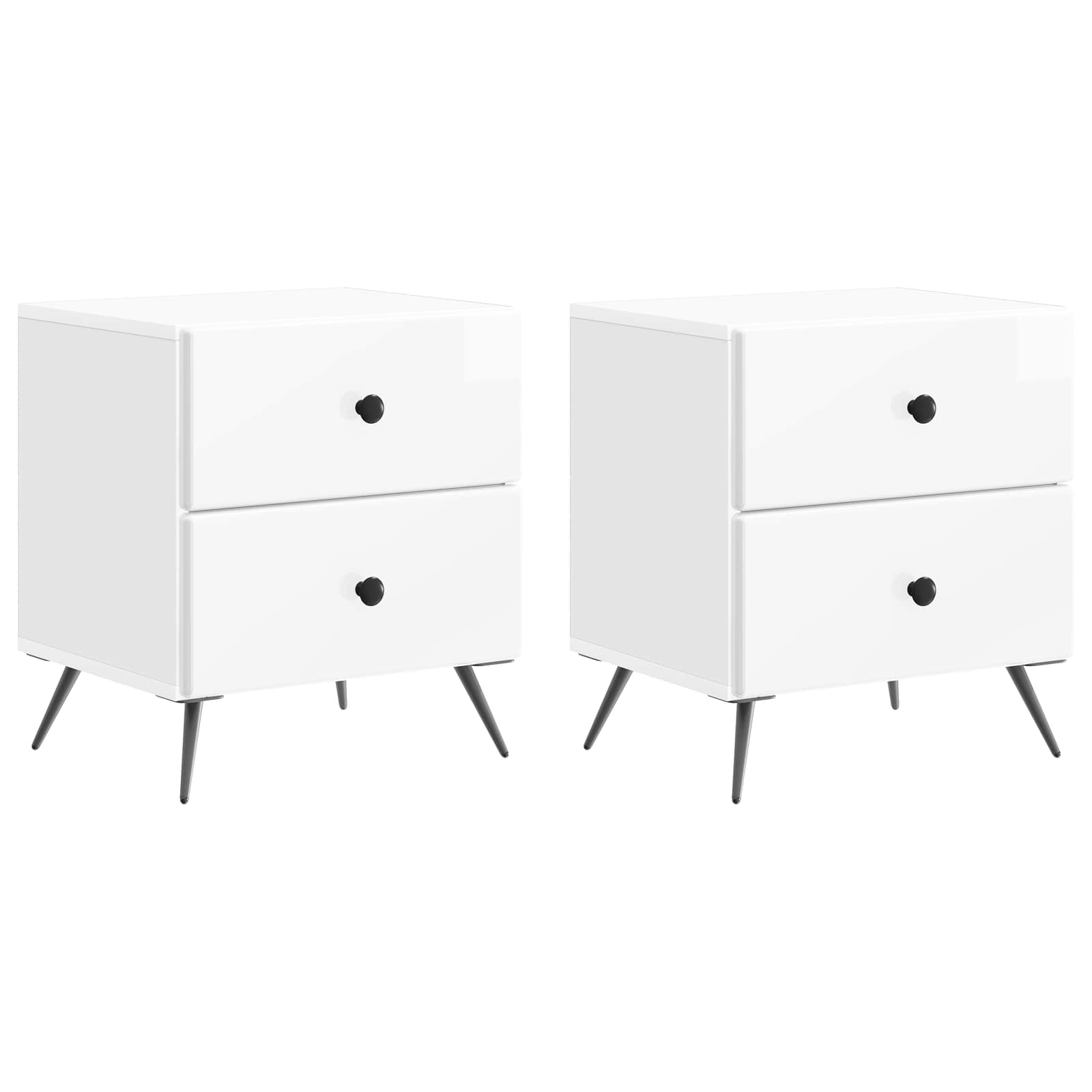 Armadio da Notte 2 pcs Bianco Lucido 43 x 34,5 x 47,5 cm