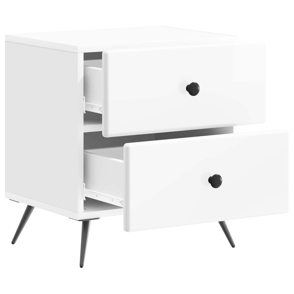 Armadio da Notte 2 pcs Bianco Lucido 43 x 34,5 x 47,5 cm