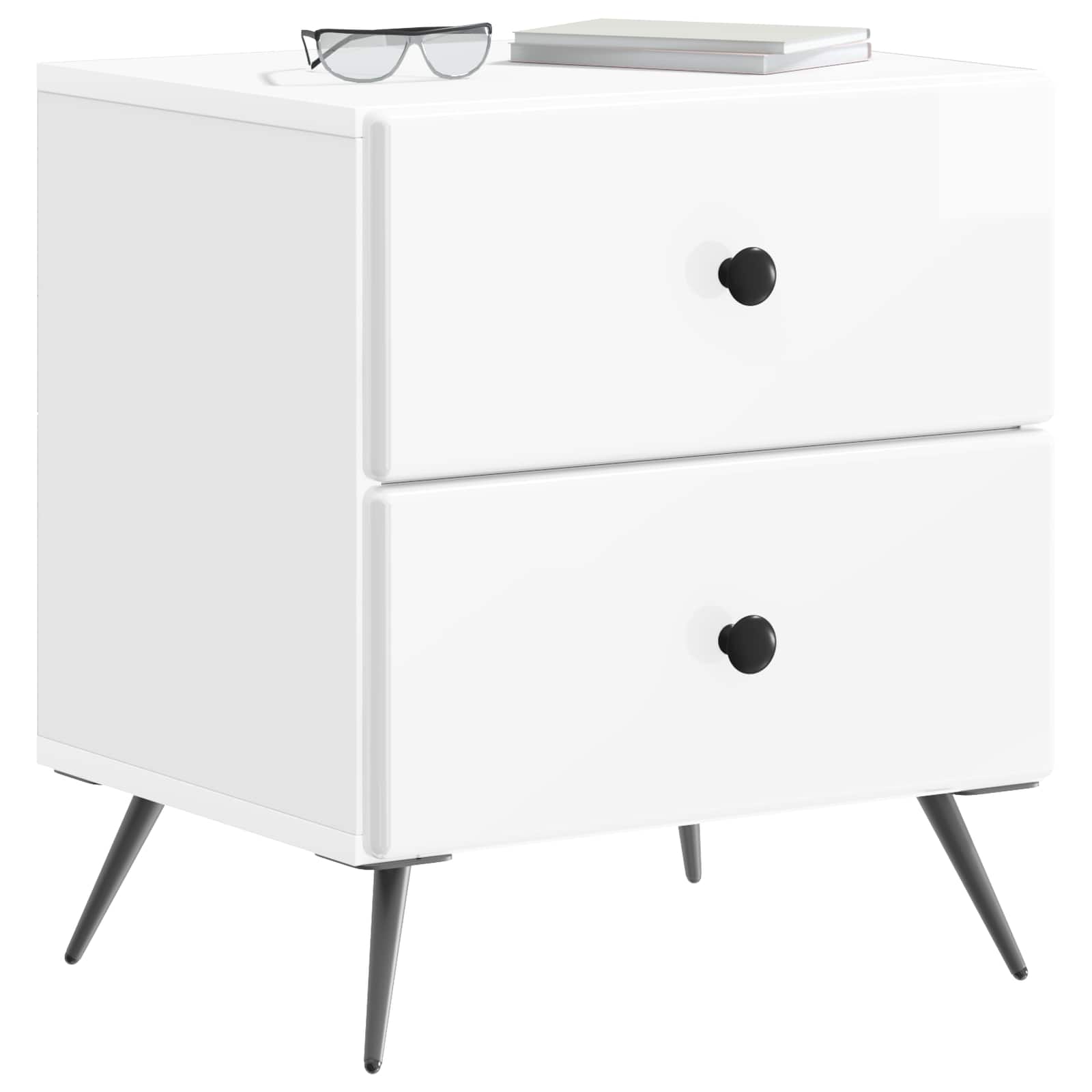 Armadio da Notte 2 pcs Bianco Lucido 43 x 34,5 x 47,5 cm