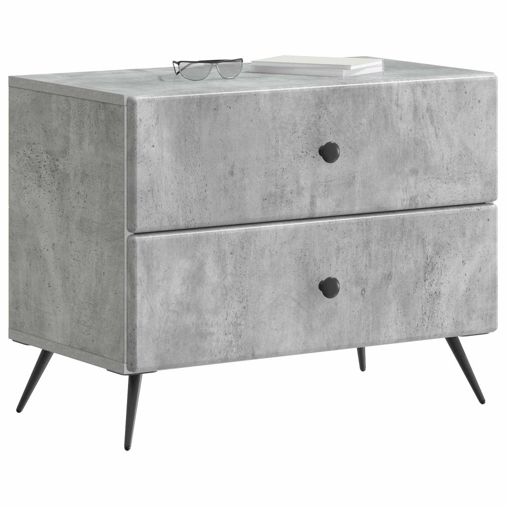 Armadio da Notte Grigio Cemento 62 x 34,5 x 47,5 cm