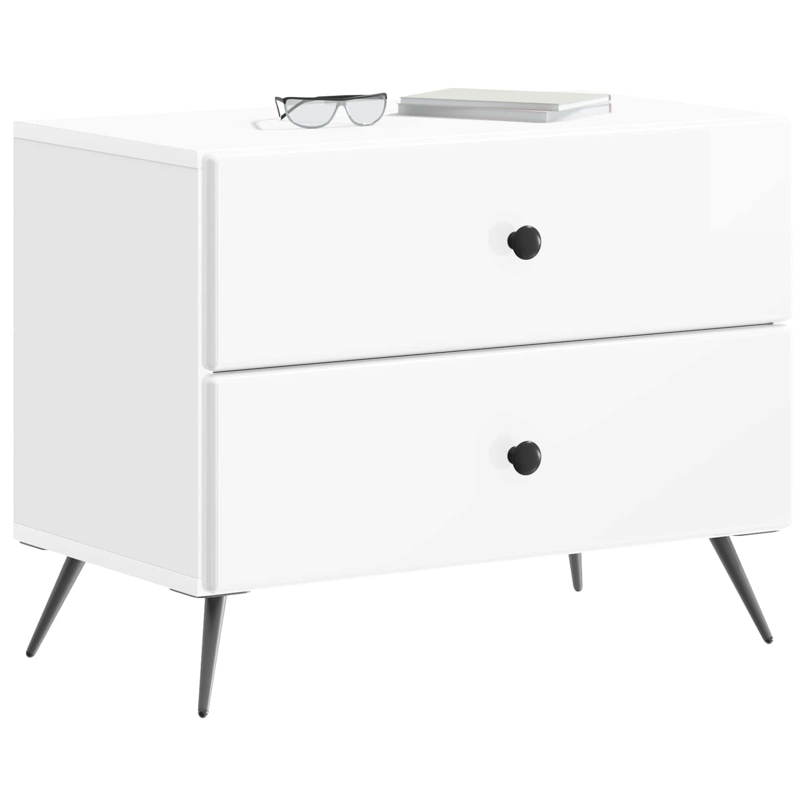 Armadio da Notte con cassetto Bianco Lucido 62 x 34,5 x 47,5 cm
