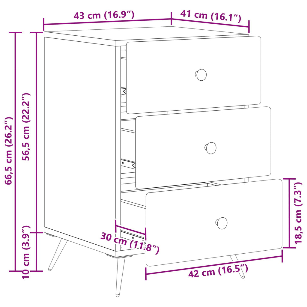 Armadio da Notte Nero 43 x 41 x 66,5 cm Legno ingegnerizzato