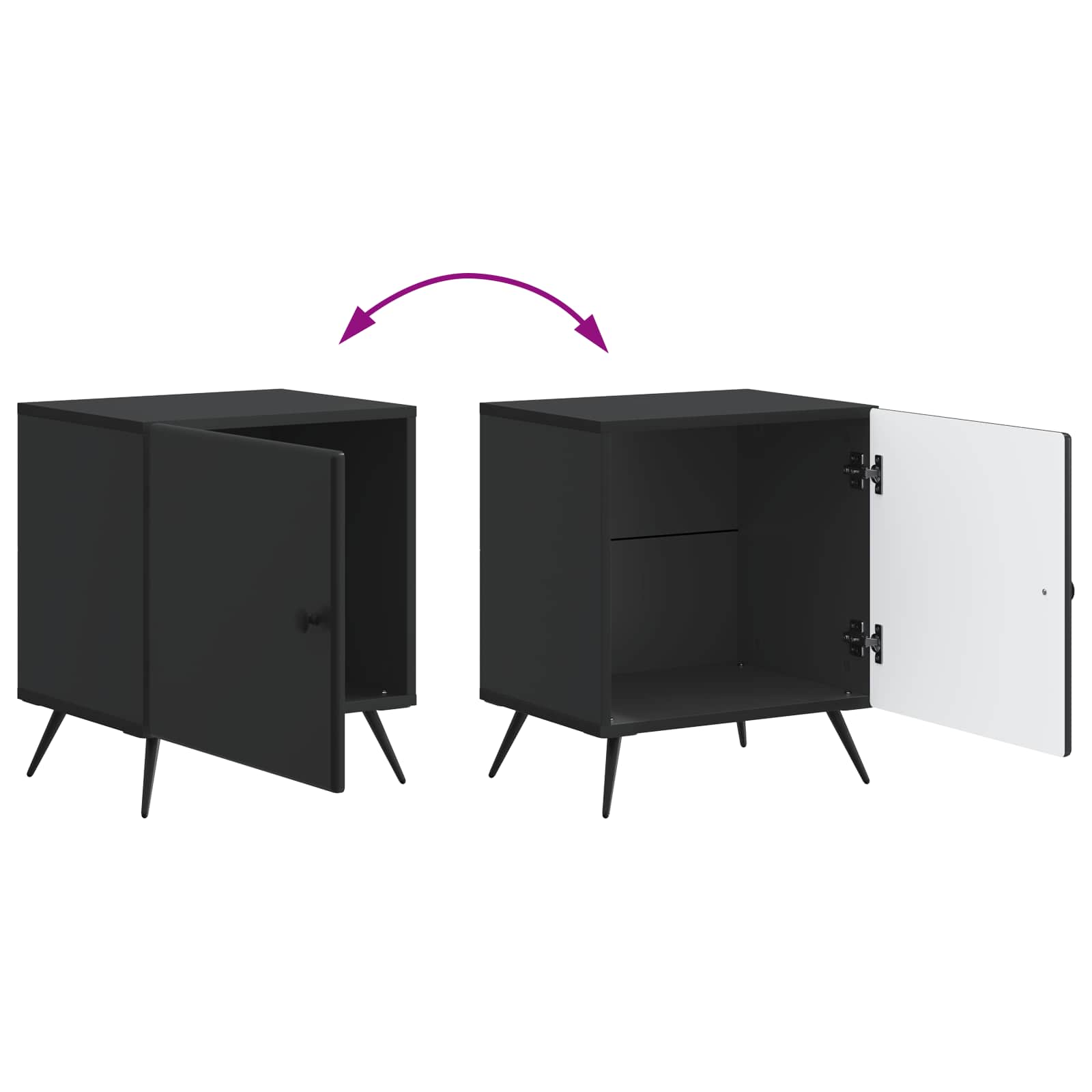 Armadio da Notte 2 pcs Nero 43 x 34,5 x 50 cm