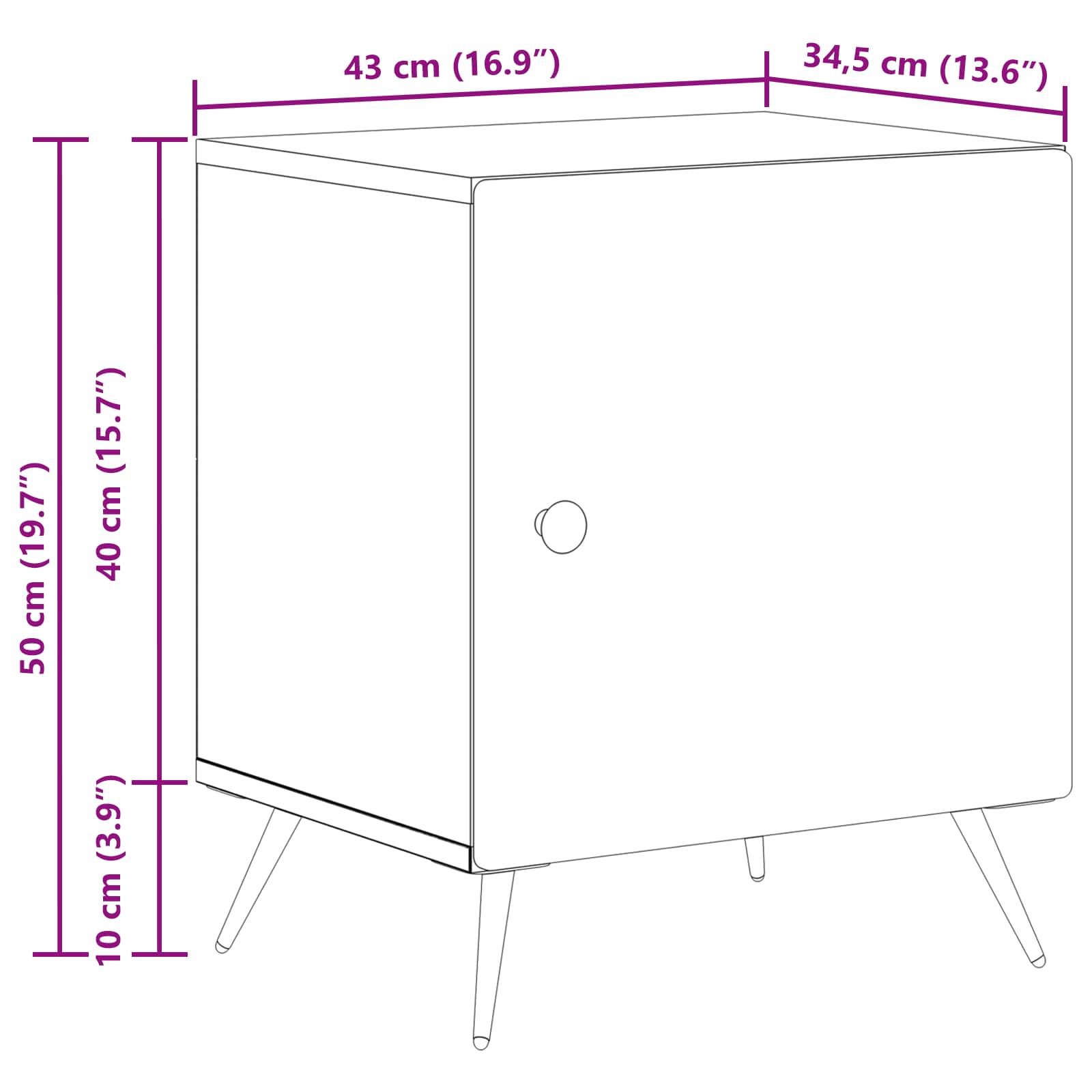 Armadio da Notte Rovere Fumo 43 x 34,5 x 50 cm