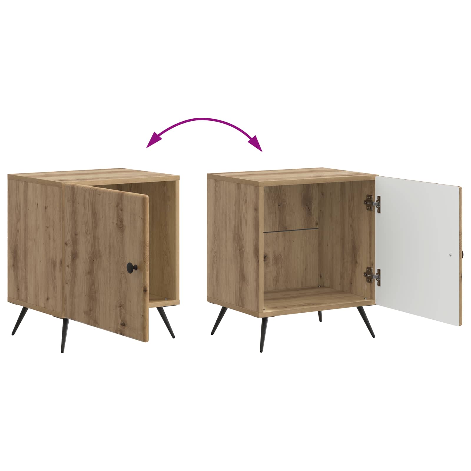 Armadio da Notte 2 pcs Rovere Artigianale 43 x 34,5 x 50 cm
