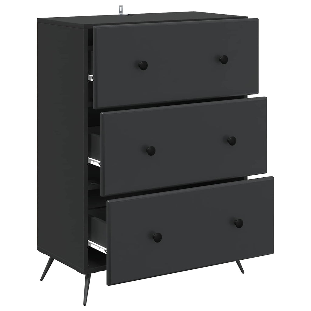 Mobile con Cassetti Nero 66 x 34,5 x 90 cm Legno ingegnerizzato