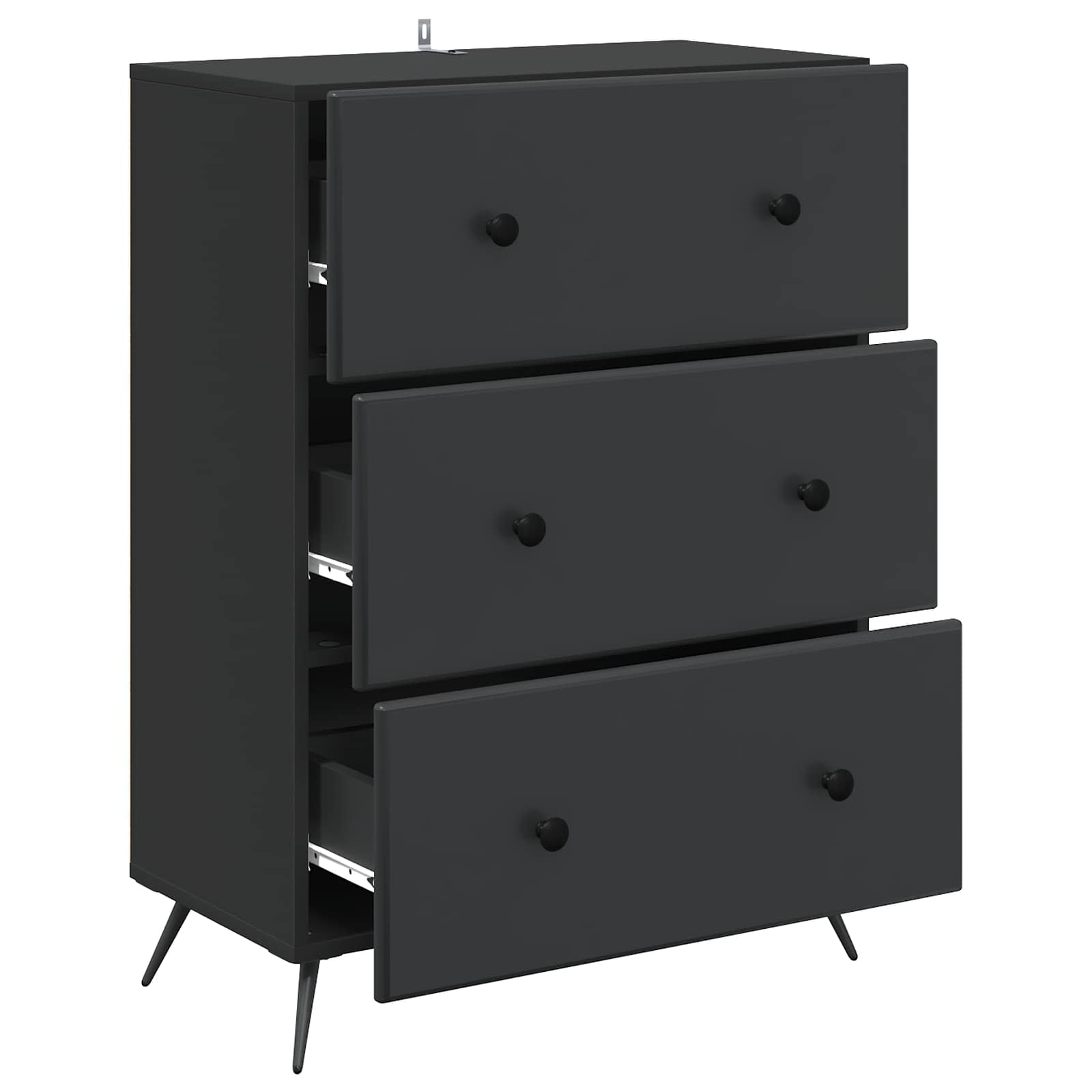 Mobile con Cassetti Nero 66 x 34,5 x 90 cm Legno ingegnerizzato
