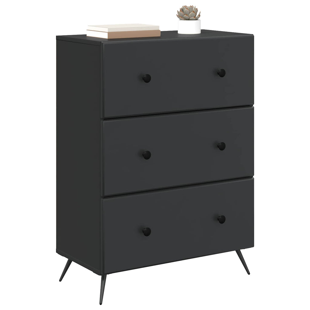 Mobile con Cassetti Nero 66 x 34,5 x 90 cm Legno ingegnerizzato