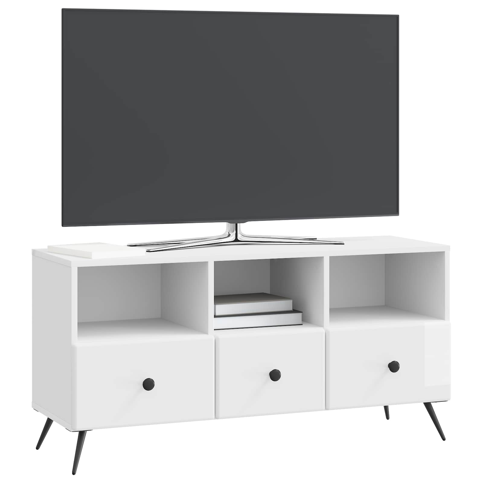 Mobile TV Bianco Lucido 102 x 34,5 x 50 cm Legno ingegnerizzato