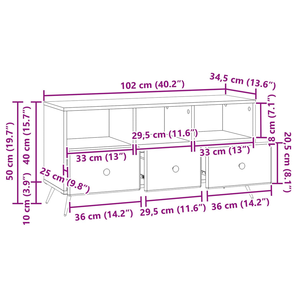 Mobile TV Bianco Lucido 102 x 34,5 x 50 cm Legno ingegnerizzato