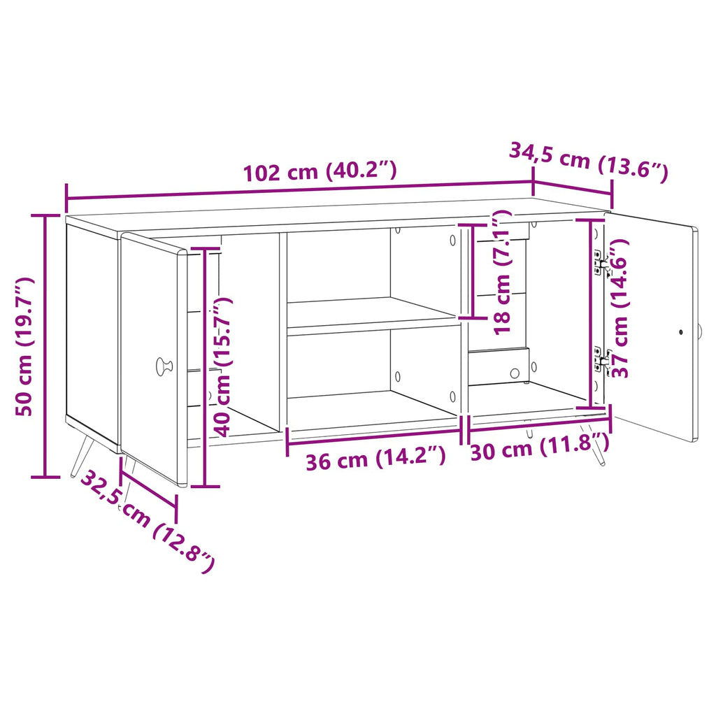 Mobile TV Grigio Cemento 102 x 34,5 x 50 cm