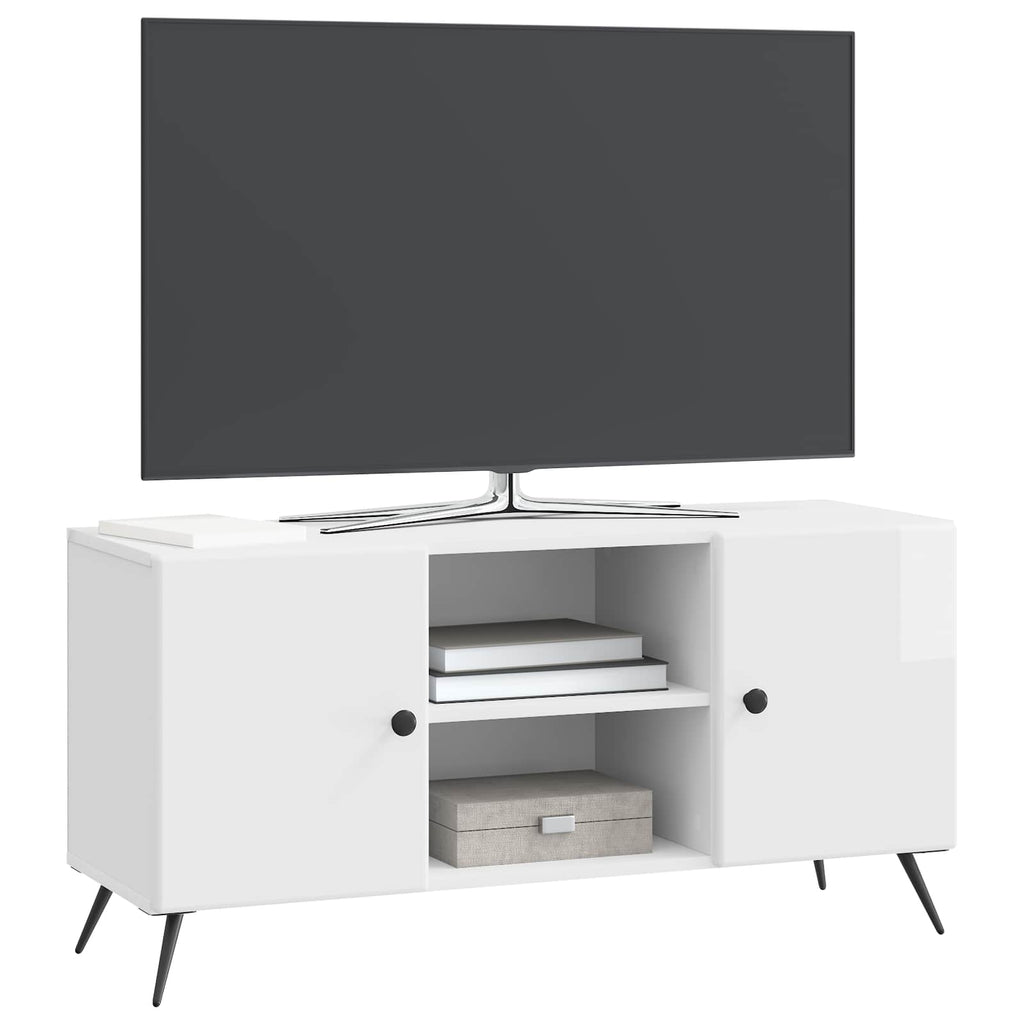 Mobile TV Bianco Lucido 102 x 34,5 x 50 cm Legno ingegnerizzato