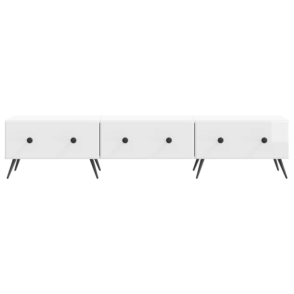 Mobile TV Bianco Lucido 147 x 34,5 x 30 cm Legno ingegnerizzato