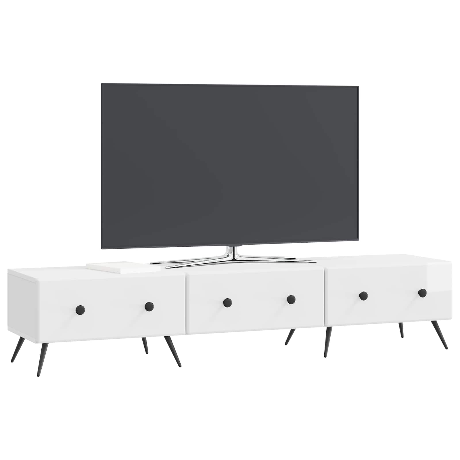 Mobile TV Bianco Lucido 147 x 34,5 x 30 cm Legno ingegnerizzato