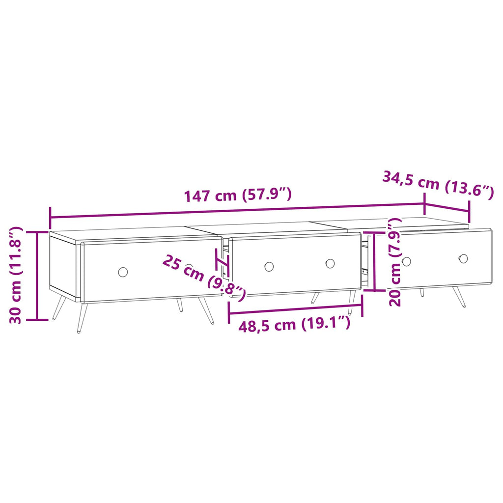 Mobile TV Grigio Sonoma 147 x 34,5 x 30 cm Legno ingegnerizzato