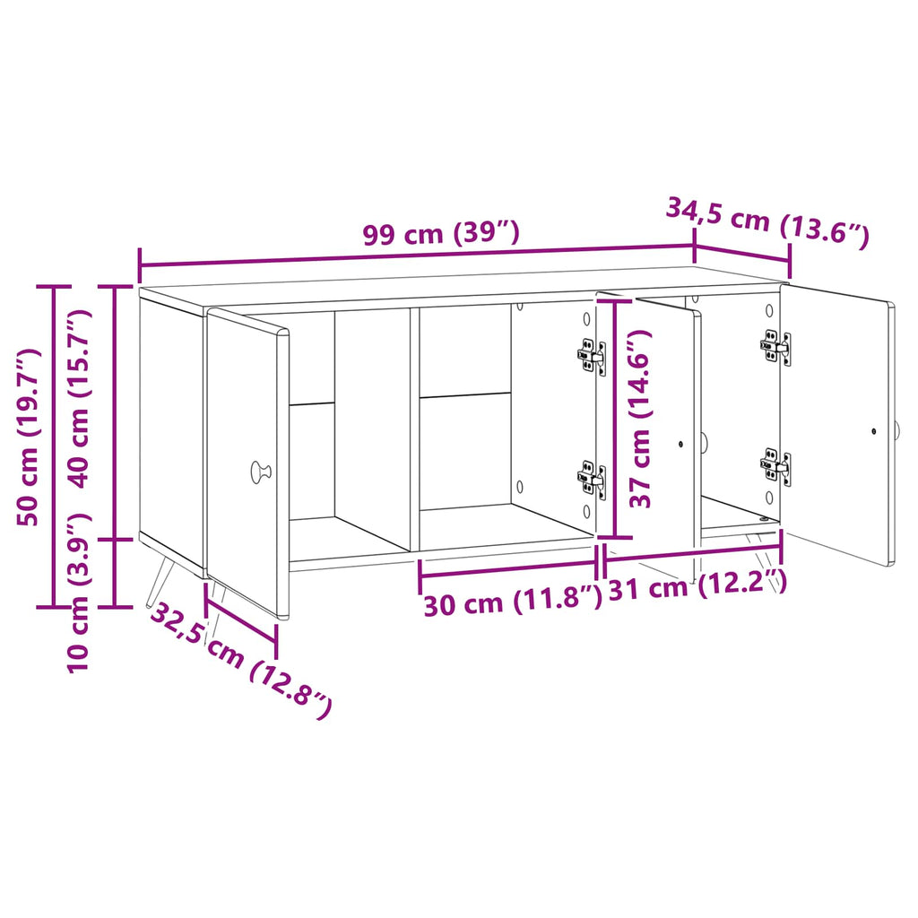 Mobile TV Grigio Cemento 99 x 34,5 x 50 cm Legno ingegnerizzato
