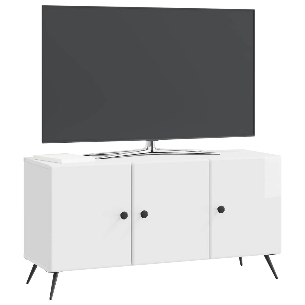 Mobile TV Bianco Lucido 99 x 34,5 x 50 cm Legno ingegnerizzato