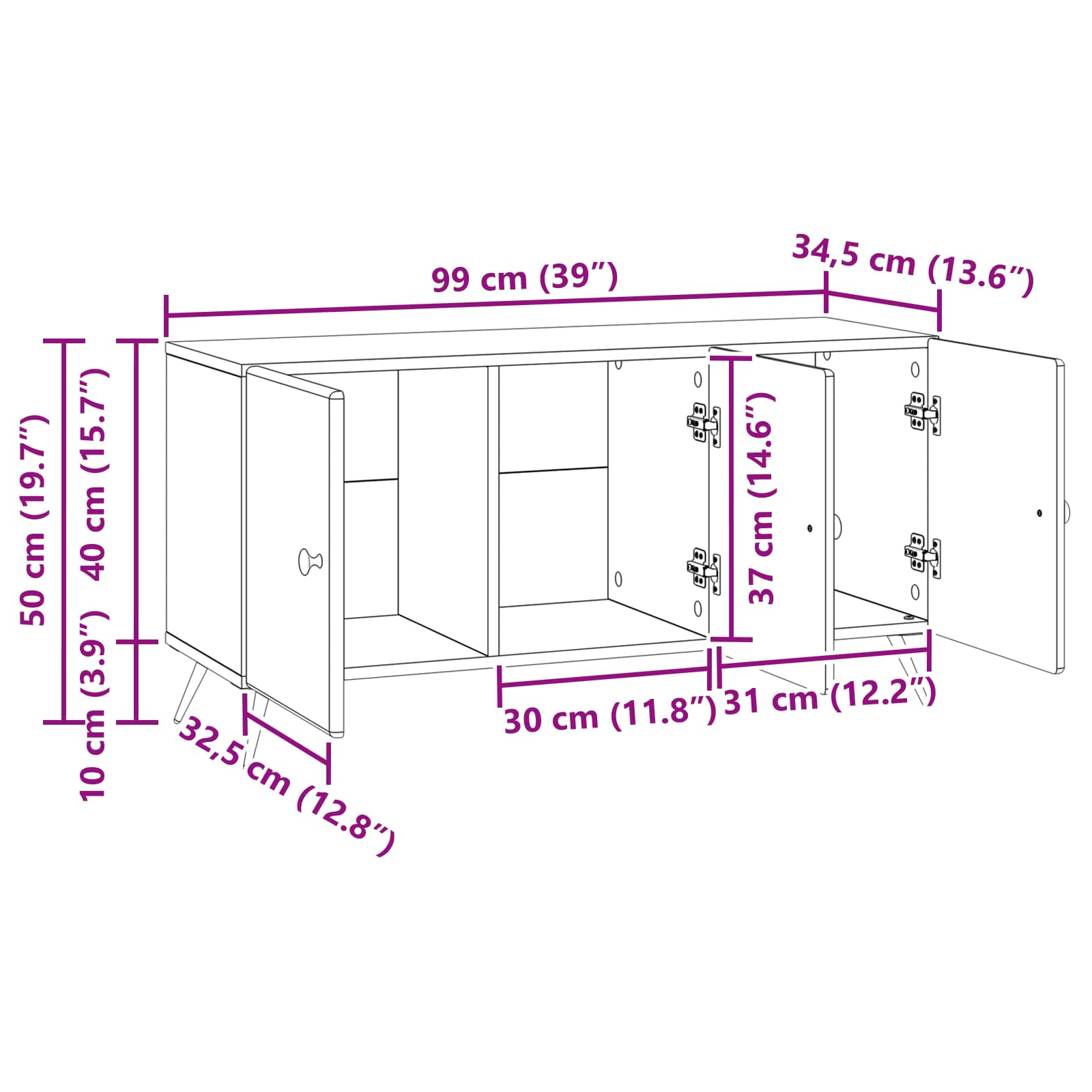 Mobile TV Rovere Fumo 99 x 34,5 x 50 cm Legno ingegnerizzato