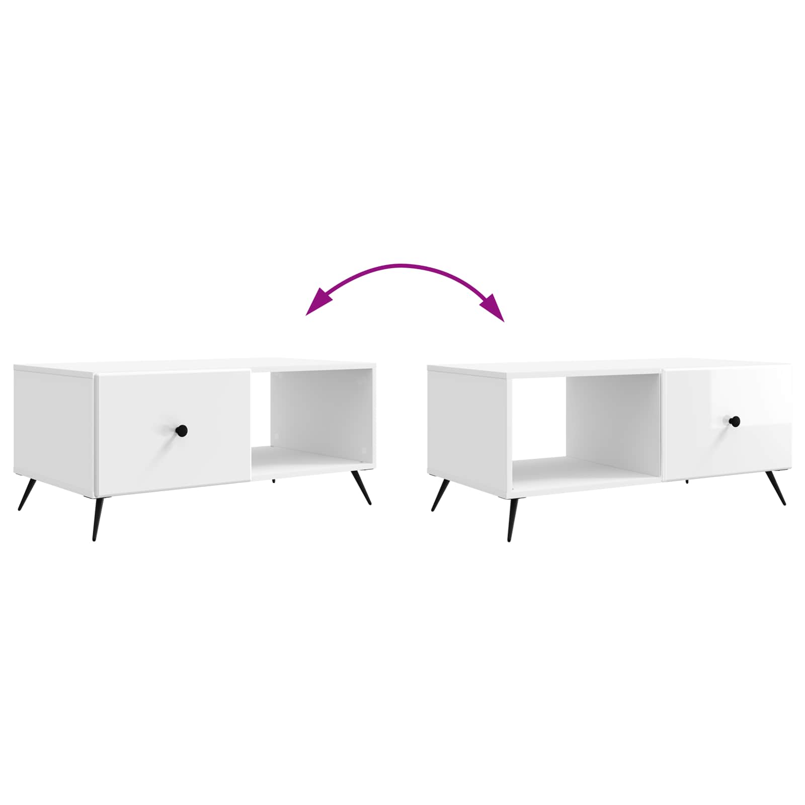 Tavolino da salotto Bianco Lucido 90 x 50 x 40 cm