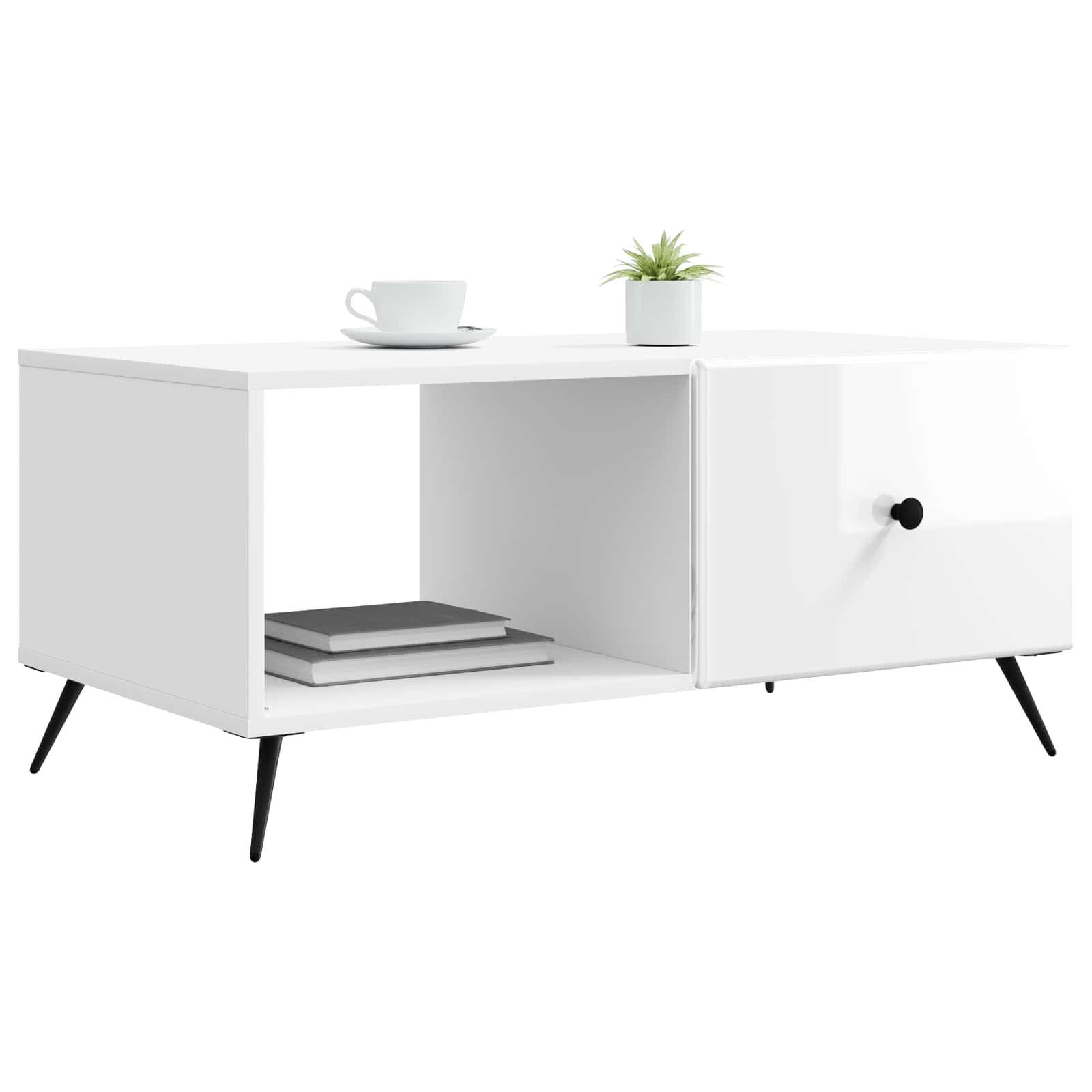 Tavolino da salotto Bianco Lucido 90 x 50 x 40 cm