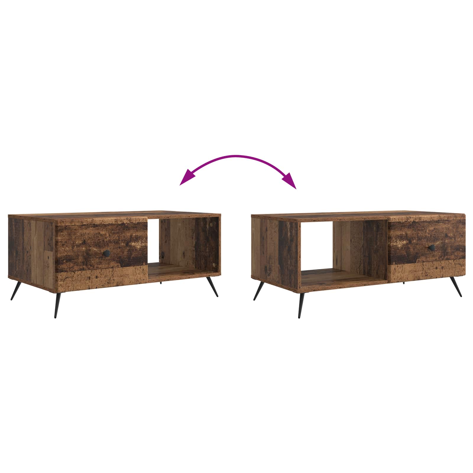 Tavolino da salotto Legno antico 90 x 50 x 40 cm
